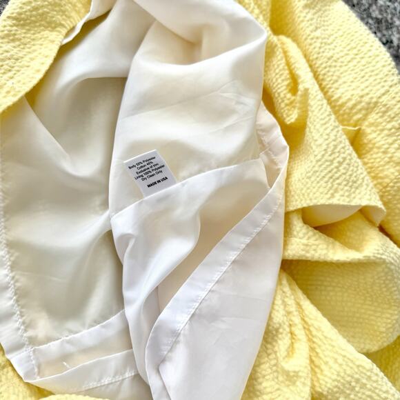Lauren James Yellow Seersucker Sun Mini Dress Keyhole Back Size Large W/ Pockets - Picture 14 of 16